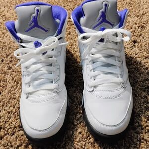 Jordan Kids White and Purple Sneakers